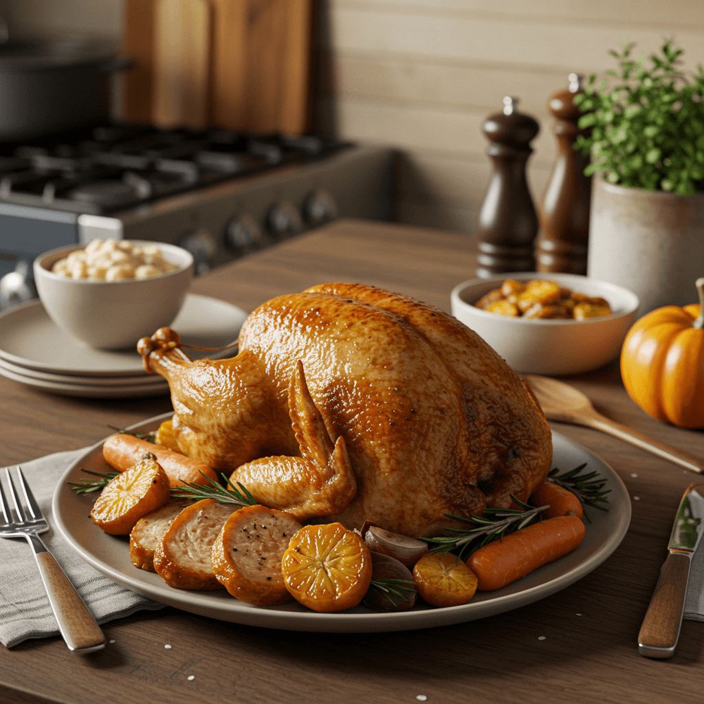 Thanksgiving-Inspired Turkey Dinner with Festive Trimmings