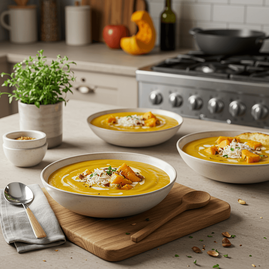 Velvety Butternut Squash and Apple Curry Soup