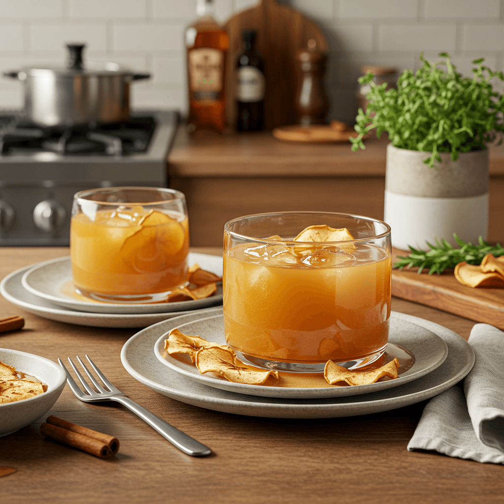 Whiskey Cider Ginger Punch with Cinnamon-Sugar Apple Chips