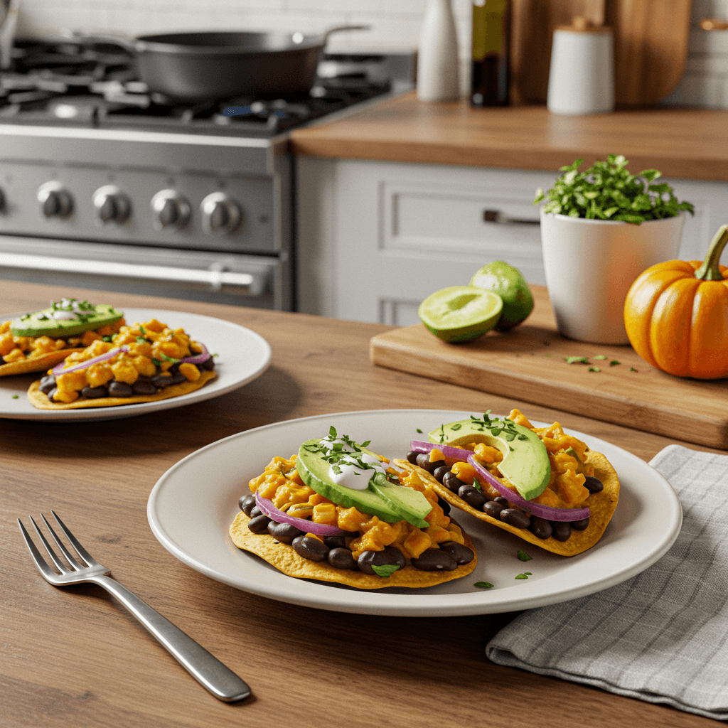 Zesty Pumpkin Black Bean Tostadas