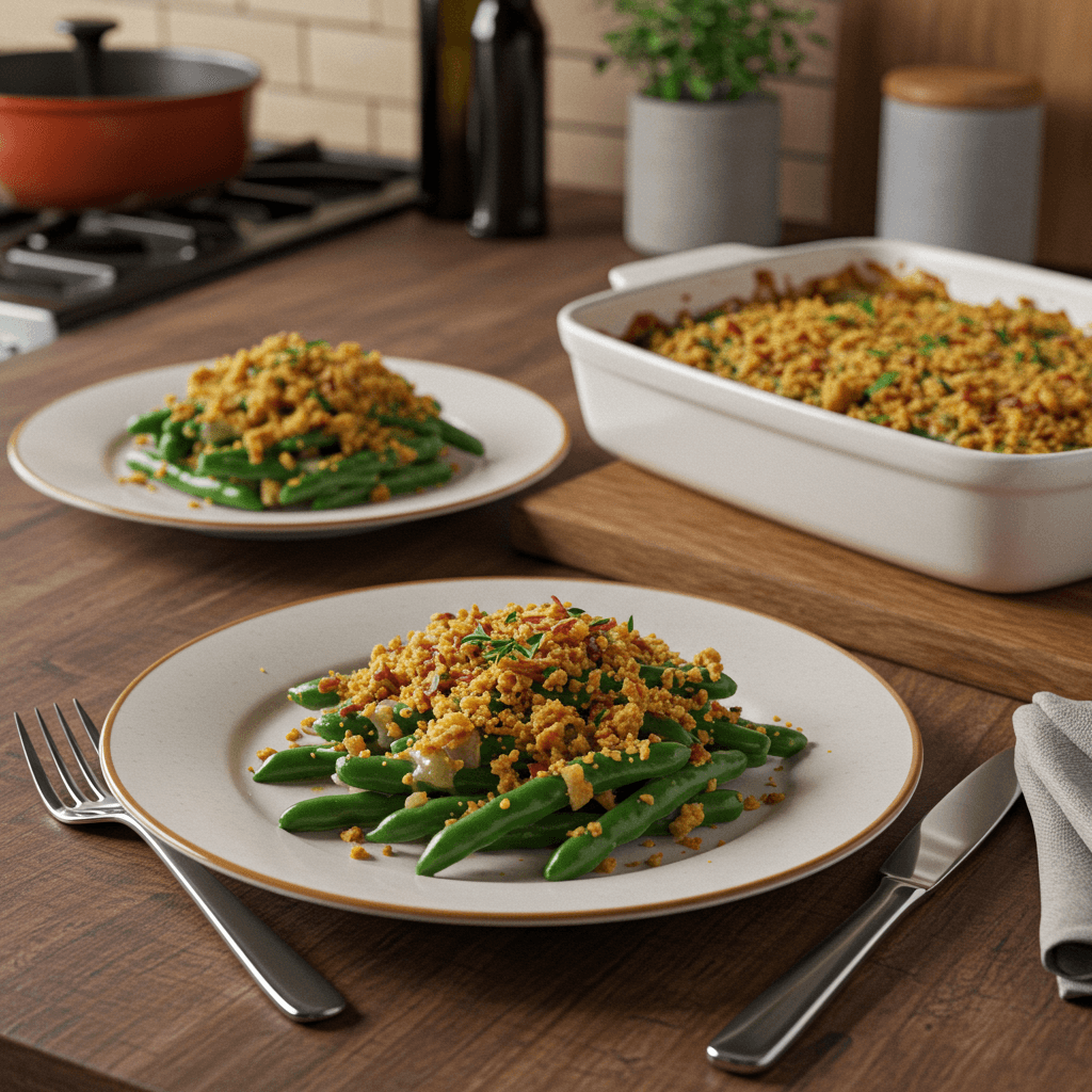 Classic Green Bean Casserole with a Crunchy Onion Topping
