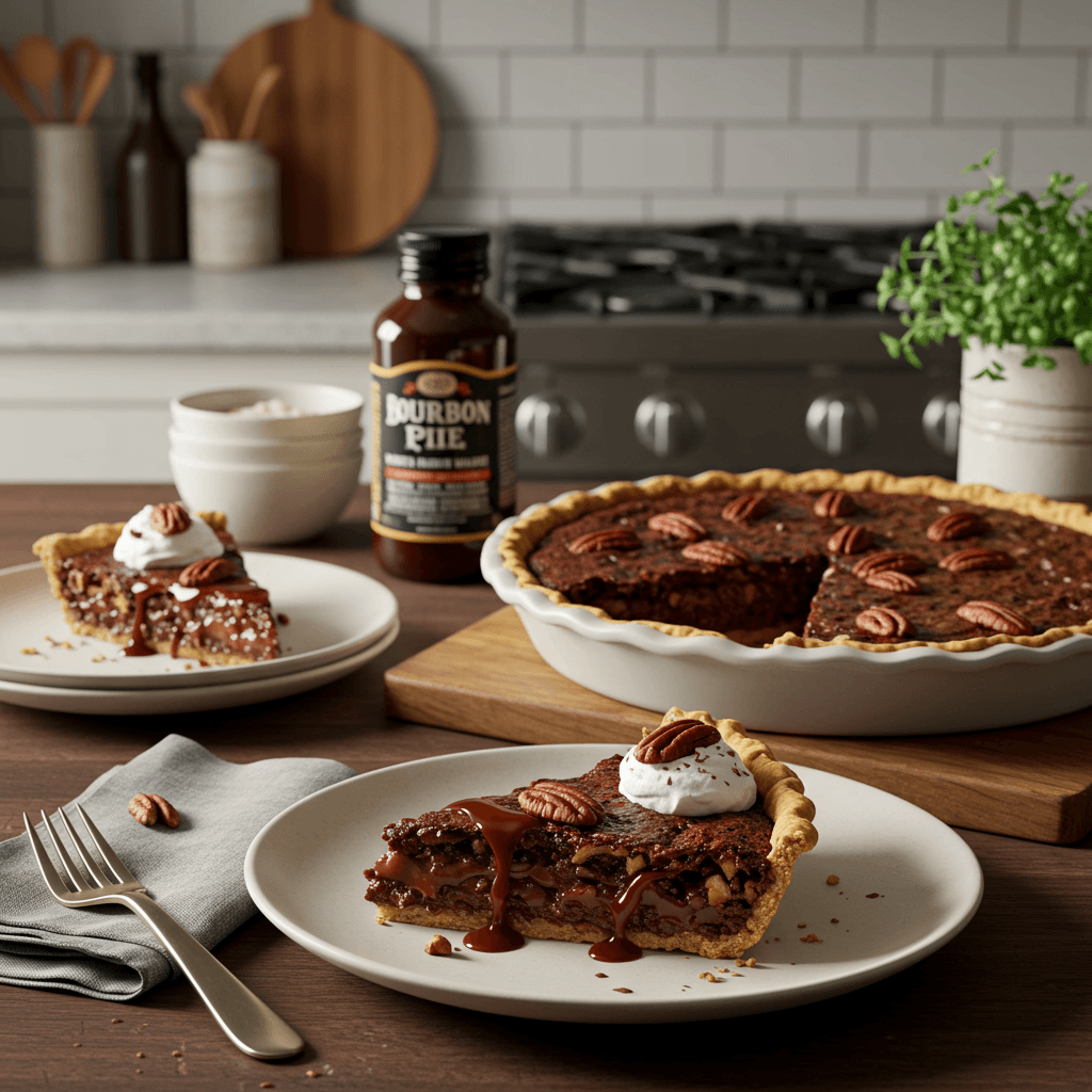 Decadent Bourbon Pecan Chocolate Pie with Smoked Sea Salt