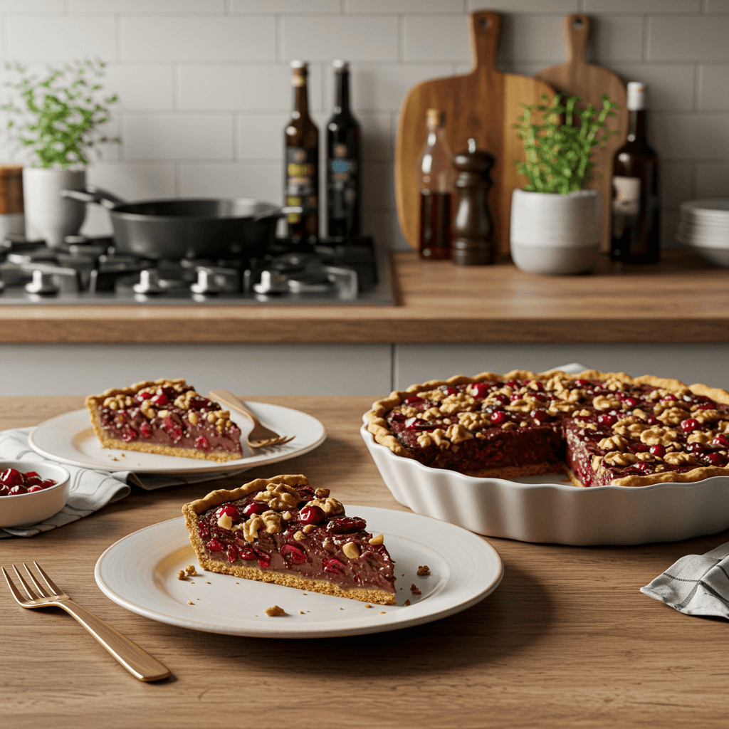 Decadent Cranberry Walnut Chocolate Pie