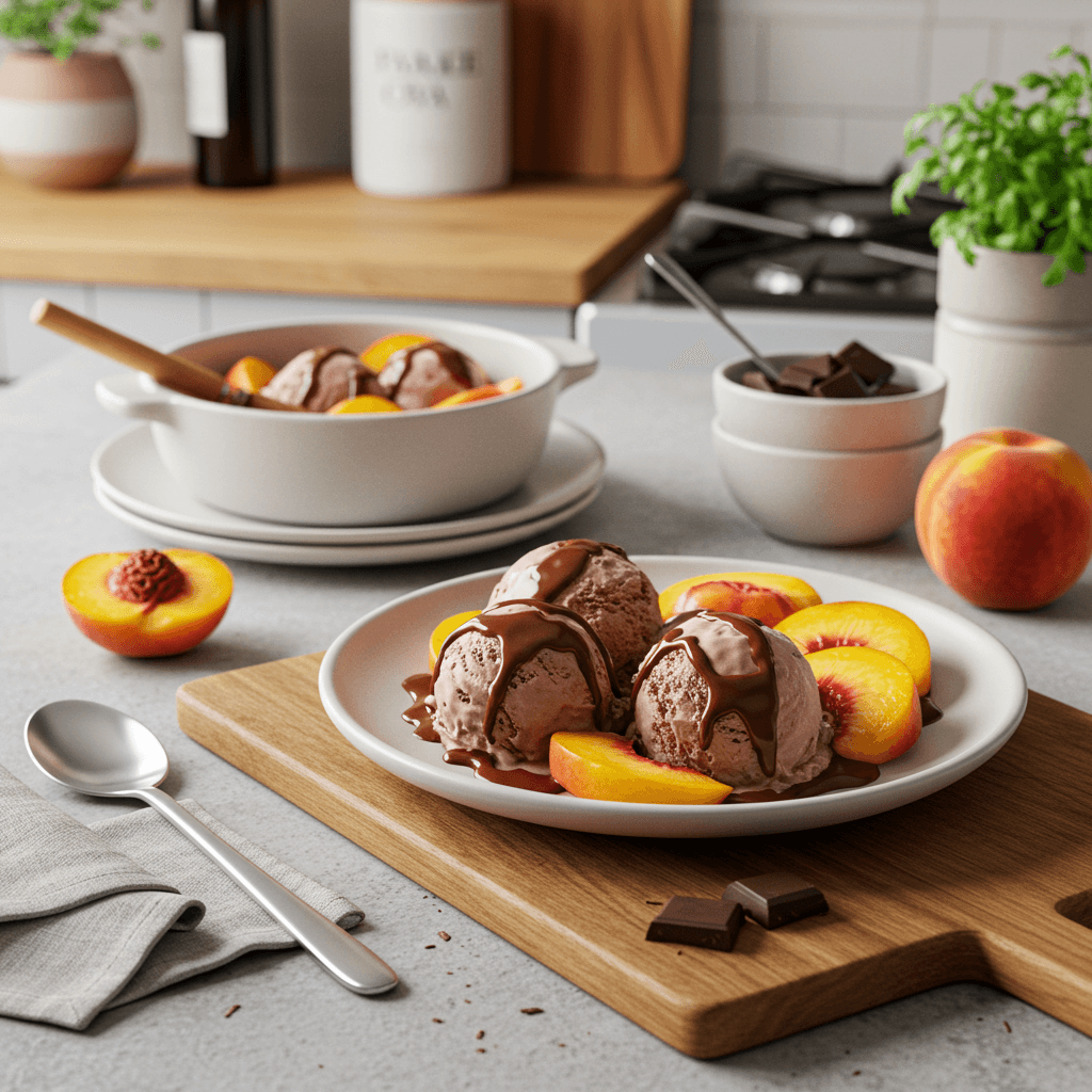 Decadent Peach & Chocolate Ice Cream Delight