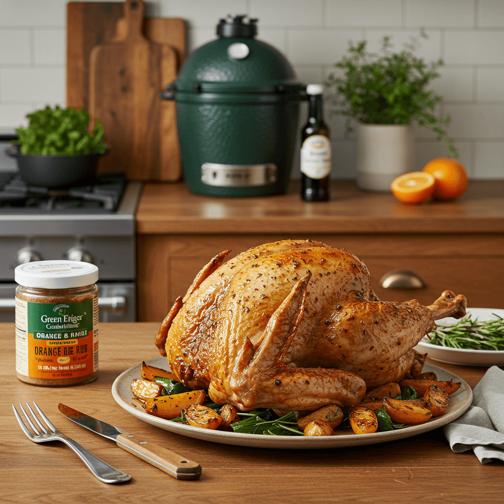 Green Egg Grilled Turkey with Orange Brine & Rub