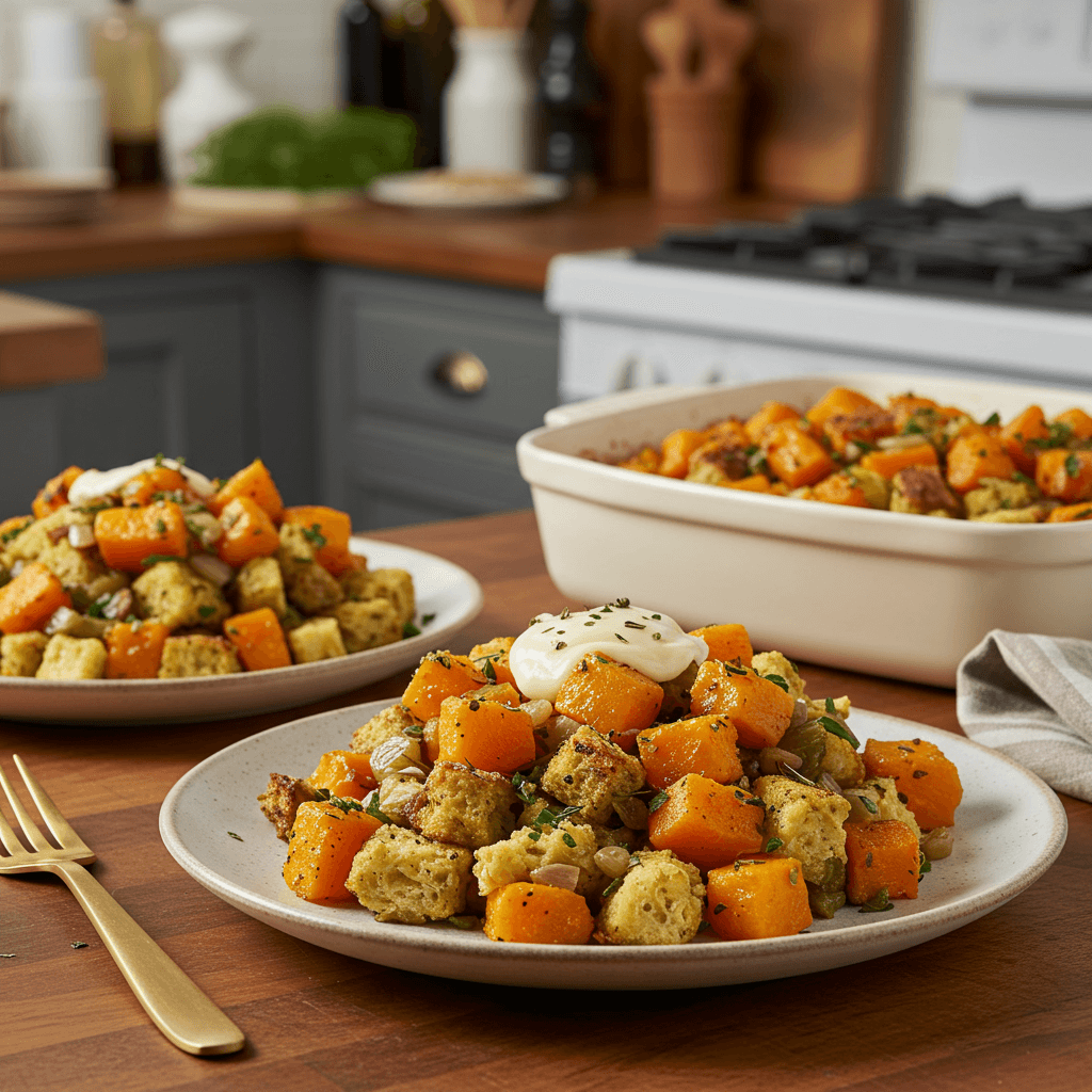 Maple-Infused Butternut Squash and Cornbread Stuffing Delight