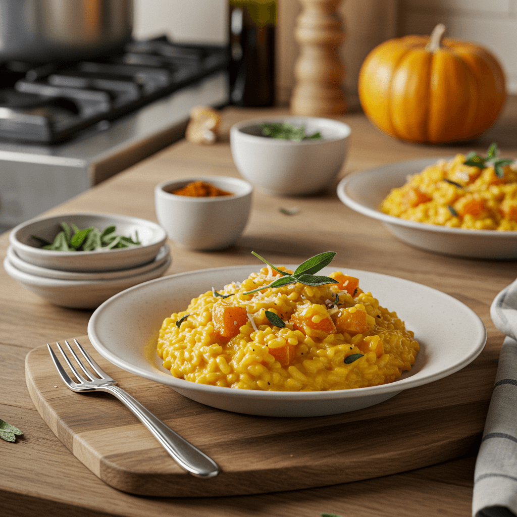Oven-Baked Pumpkin Risotto with Crispy Sage