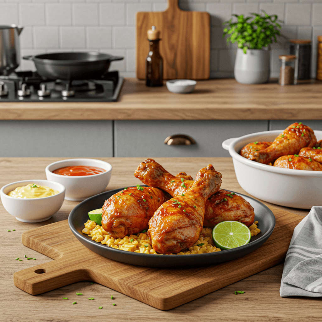 Oven-Baked Spicy Chicken Drumsticks with Tangy Lime Sauce
