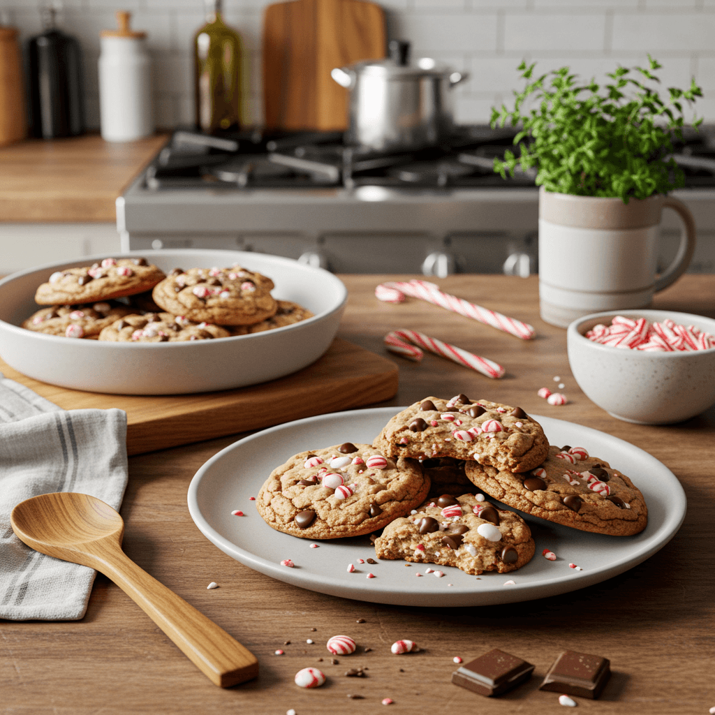 Peppermint Candy Cane Cookies with Chocolate Chips