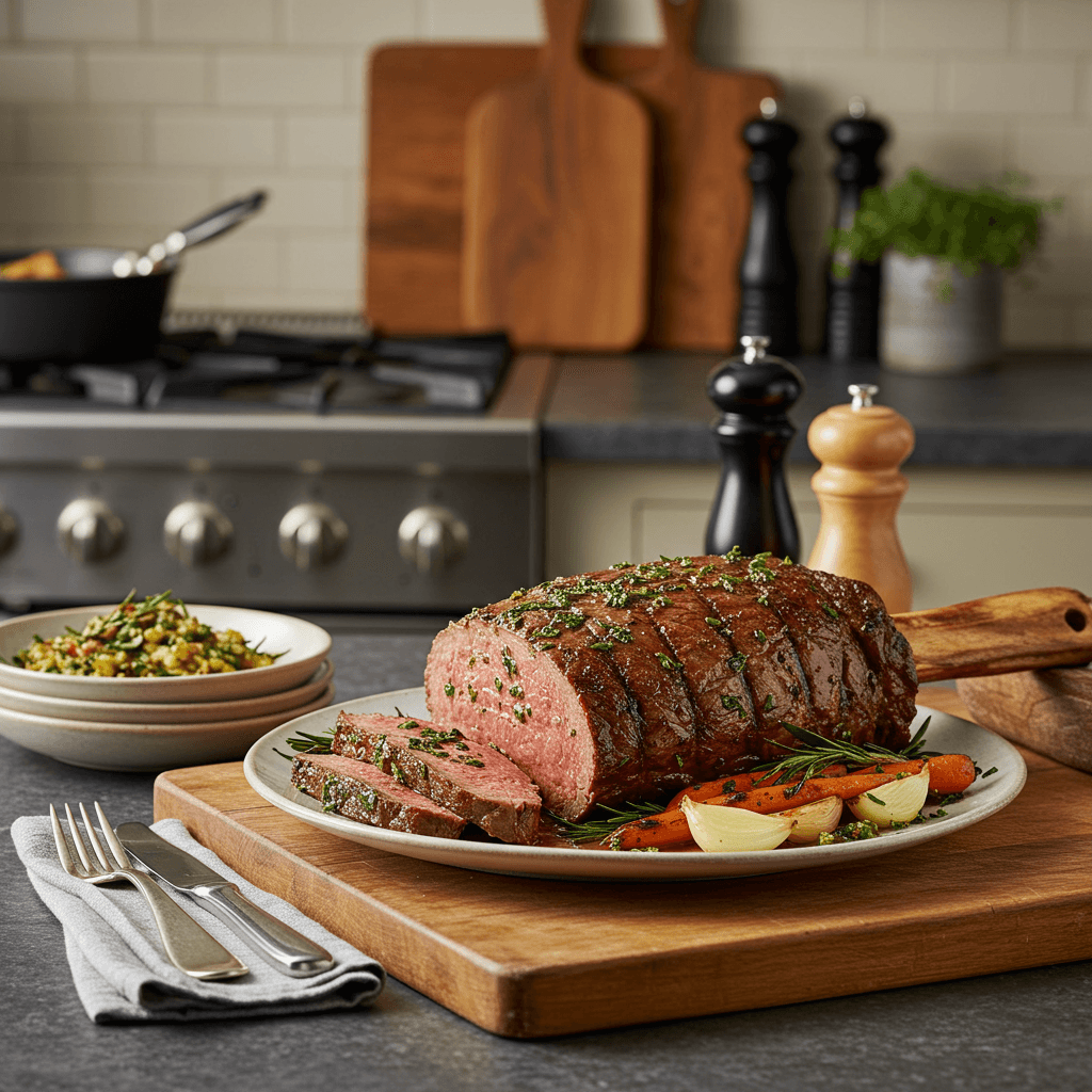 Perfectly Roasted Standing Rib Roast with Herb Butter Crust