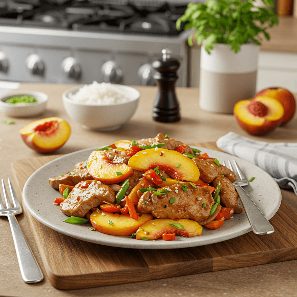 Sweet and Savory Peach Pork Stir Fry
