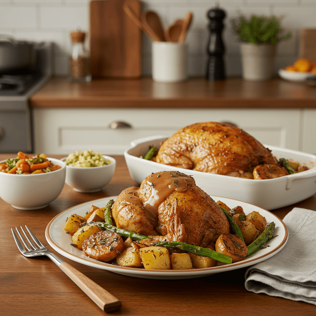 Thanksgiving Feast: Savory Stuffed Turkey & Harvest Sides Delight