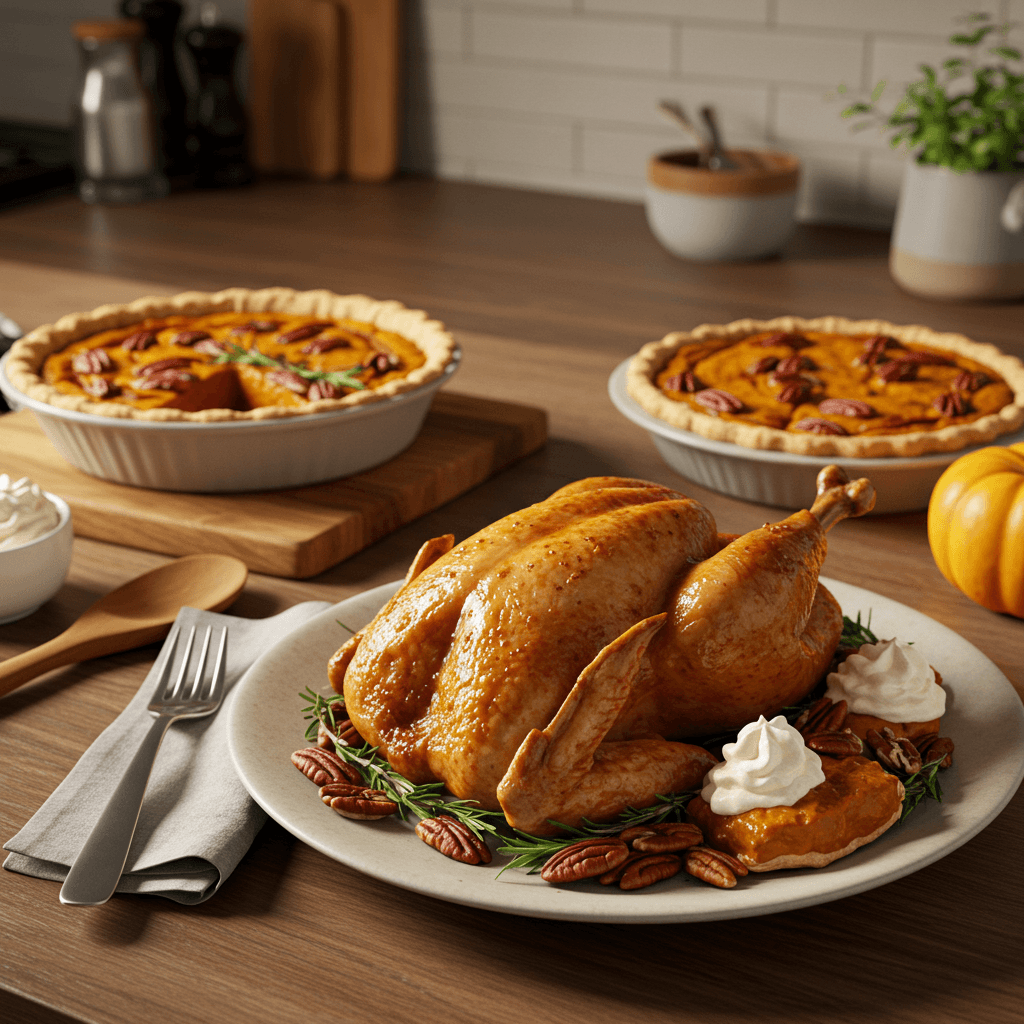 Thanksgiving Turkey and Pumpkin Pecan Pie Dinner