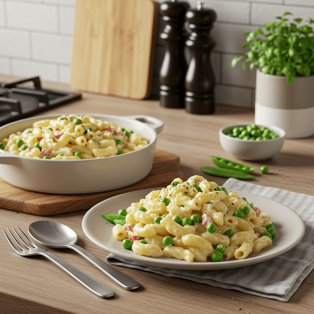 Ultimate Creamy Macaroni Cheese with Sweet Peas and Pepper