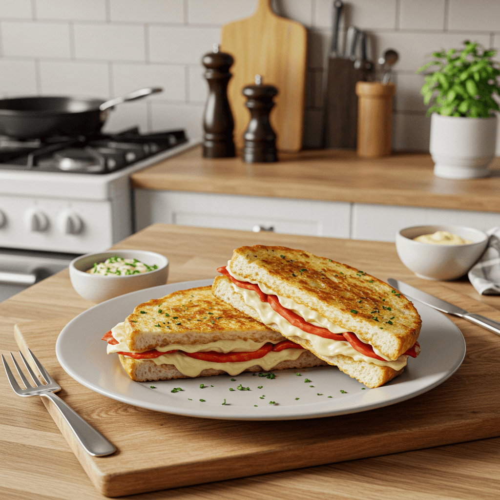Ultimate Pan-Fried Cheesy Garlic Bread Sandwich